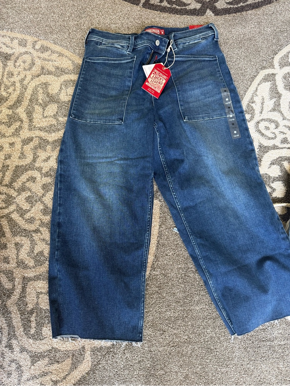 Lucky Brand Dark Blue Cropped Wide-Leg Jeans